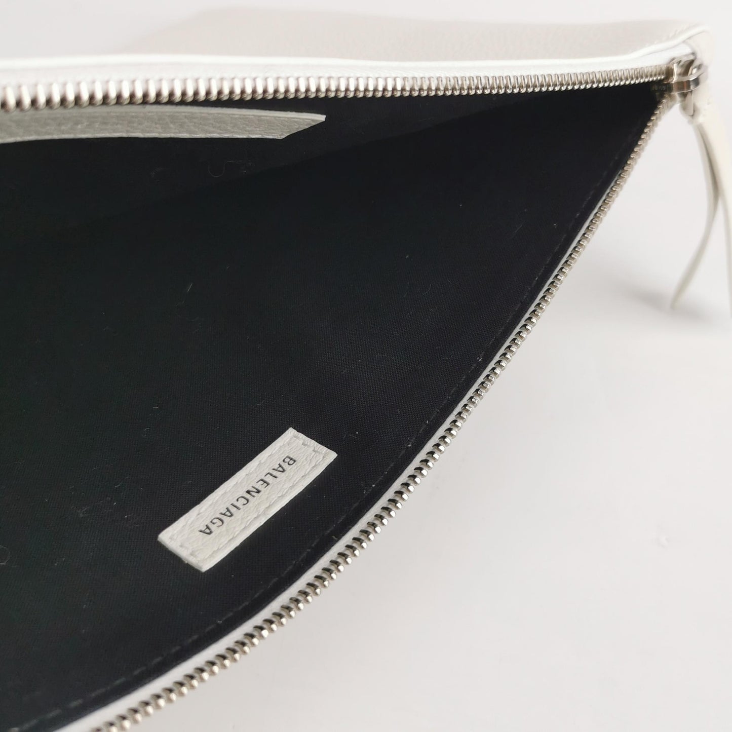 Balenciaga White Logo Zip Pouch