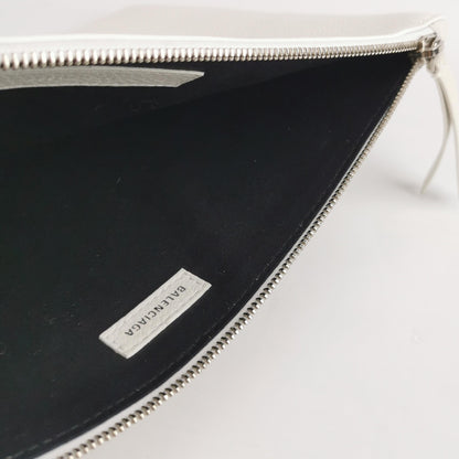 Balenciaga White Logo Zip Pouch