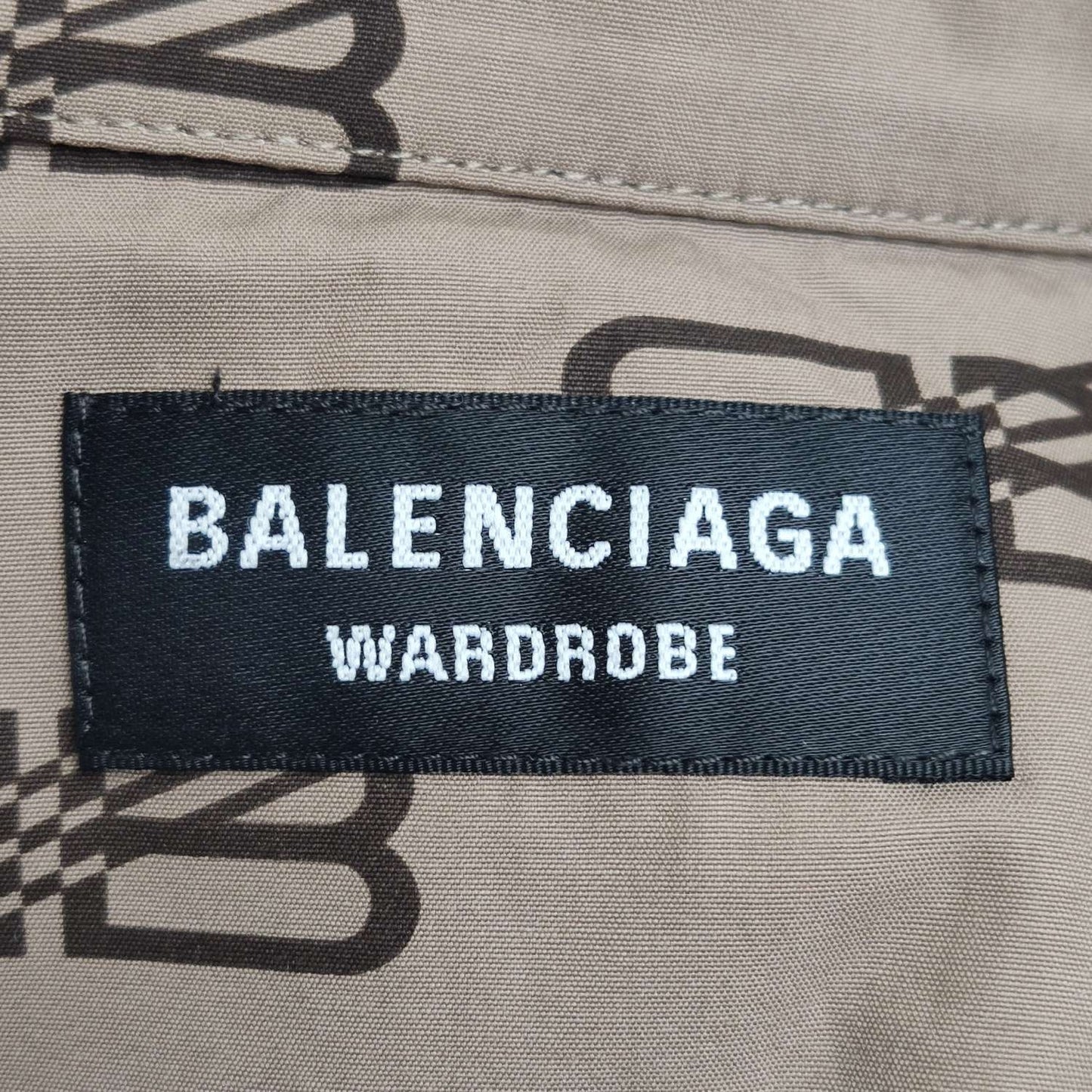 Balenciaga Monogram Short-Sleeve Button-Down Shirt
