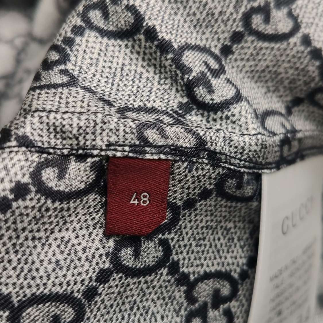 Gucci GG Monogram Silk Lapel Collar Long-Sleeve Shirt