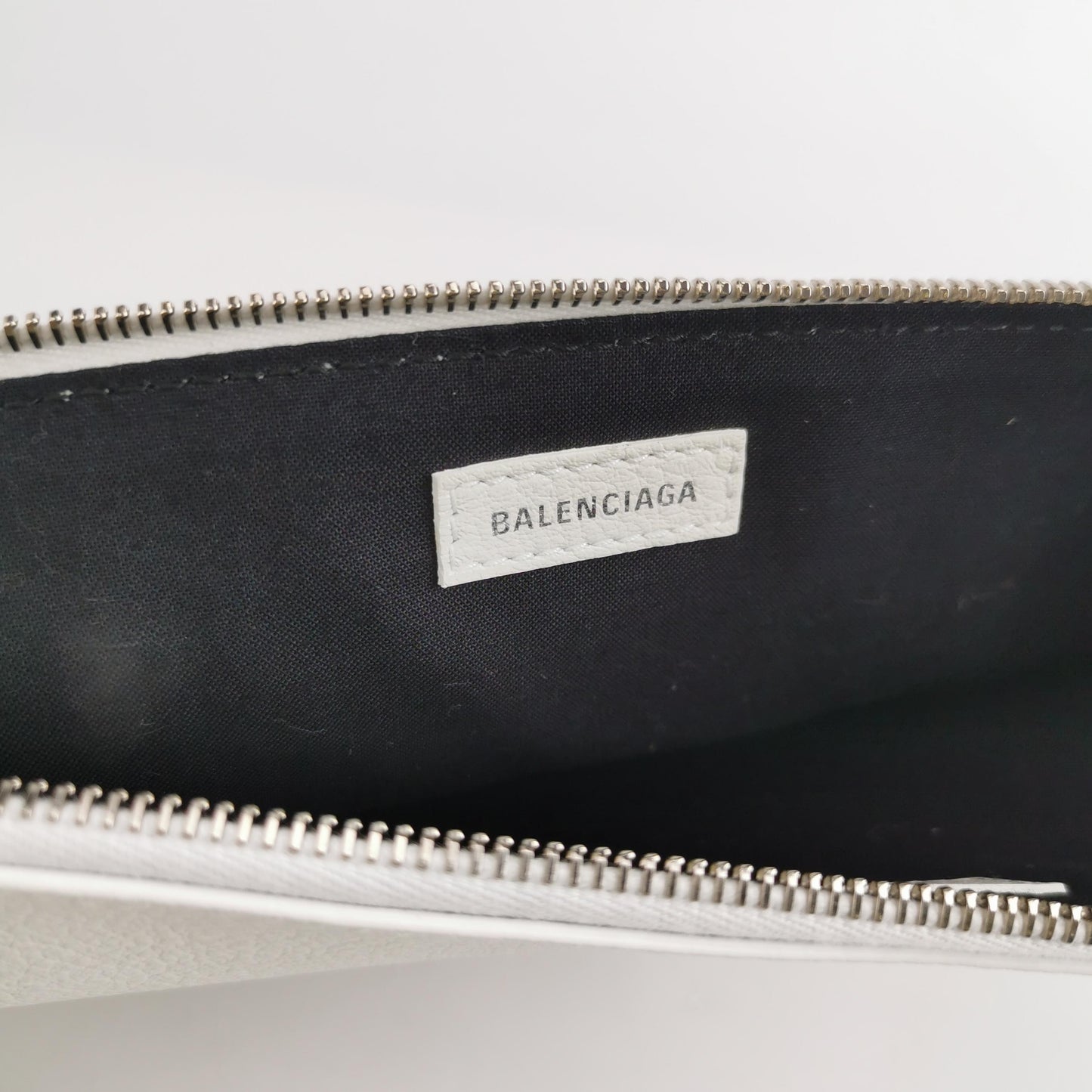 Balenciaga White Logo Zip Pouch