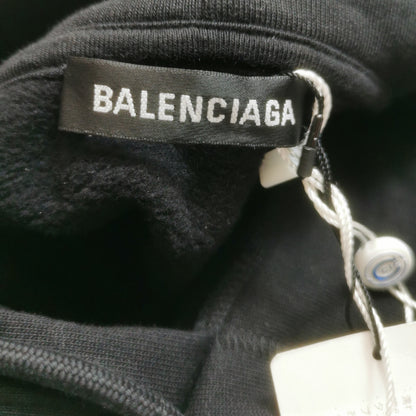 Balenciaga S Black Logo Cotton Hoodie