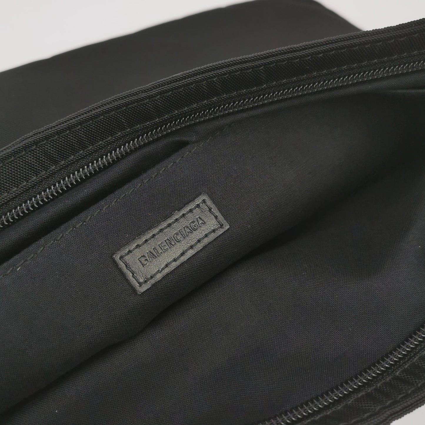 Balenciaga Nylon Solid Logo Zip Clutch