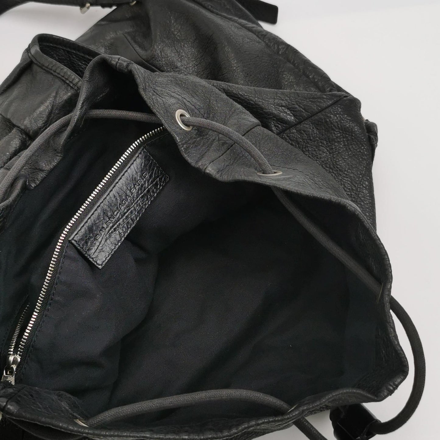 Balenciaga Black Leather Flap Backpack
