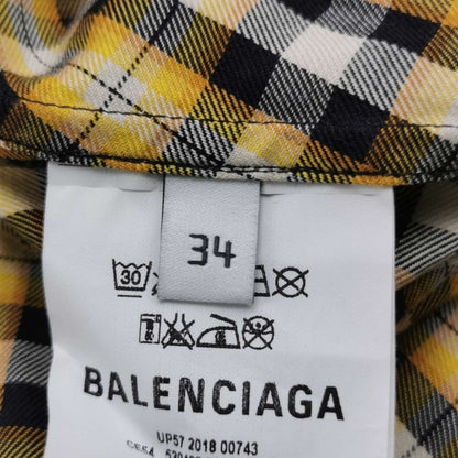 Balenciaga Cotton Check Logo Collared Long-Sleeve Shirt