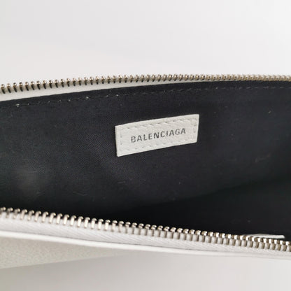 Balenciaga White Logo Zip Pouch