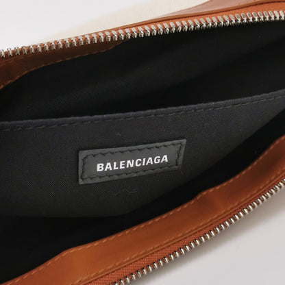 Balenciaga Canvas Leather Logo Zip Clutch