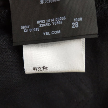 Saint Laurent Men's Cotton-Leather Zip Detail Pants