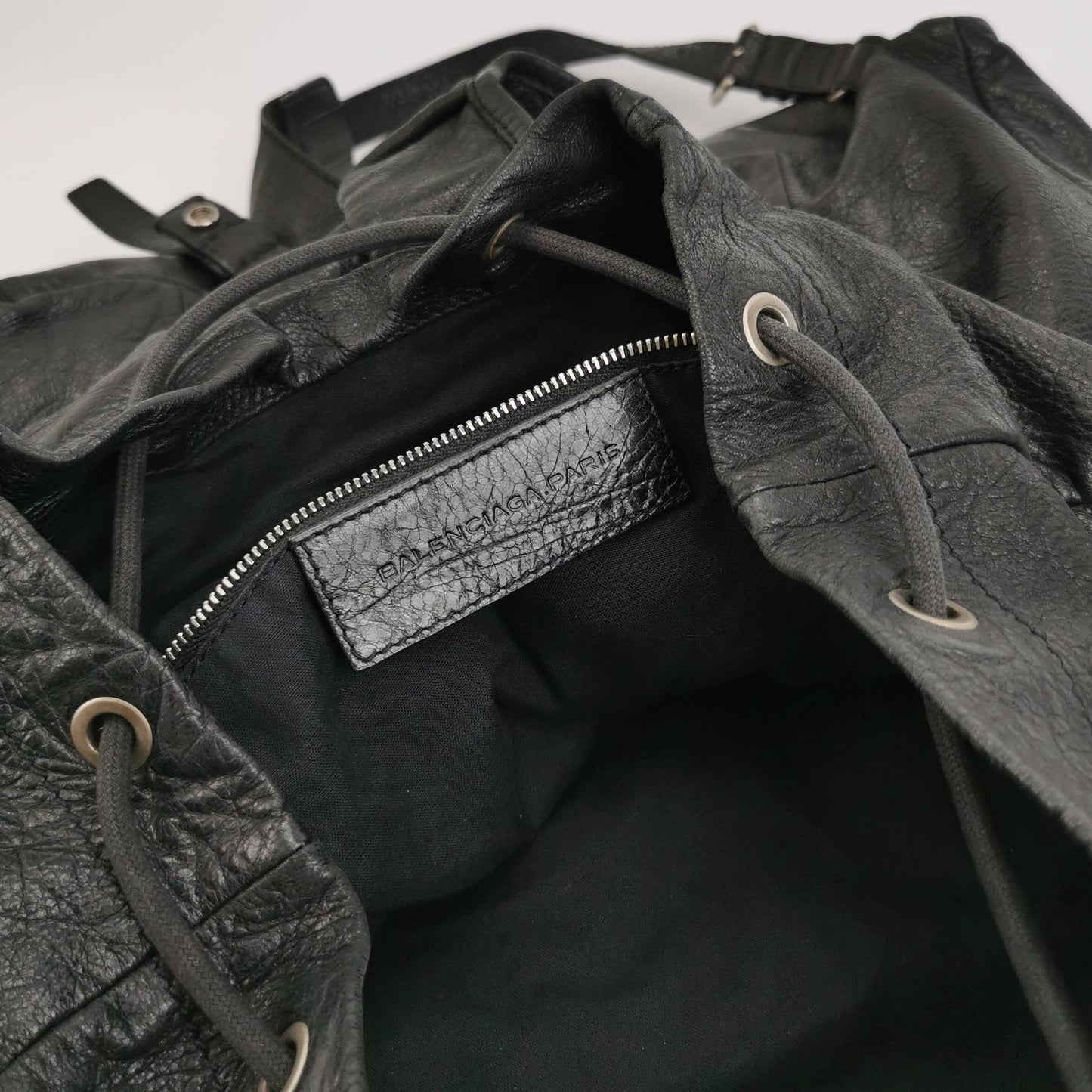 Balenciaga Black Leather Flap Backpack