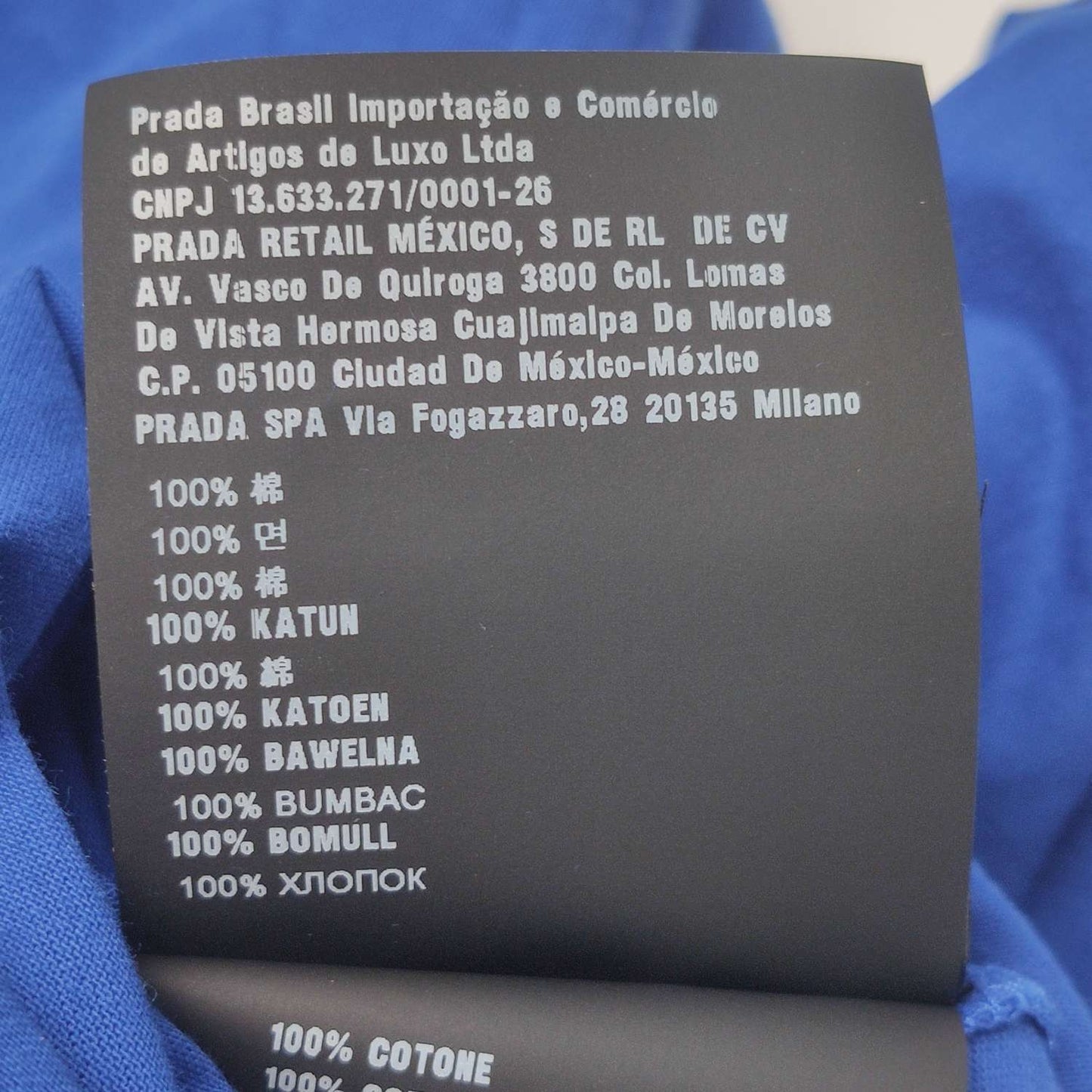 Prada Blue Short-Sleeve Pocket T-Shirt S