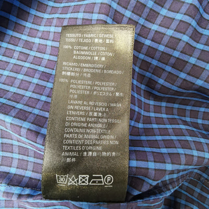 Balenciaga Cotton Check Logo Embroidered Collared Shirt