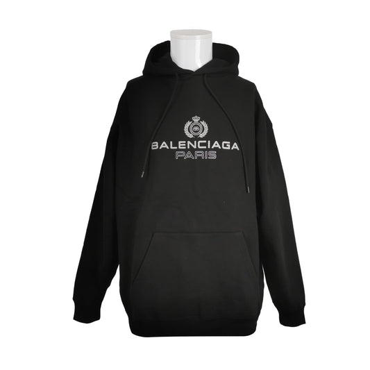 Balenciaga S Black Logo Cotton Hoodie