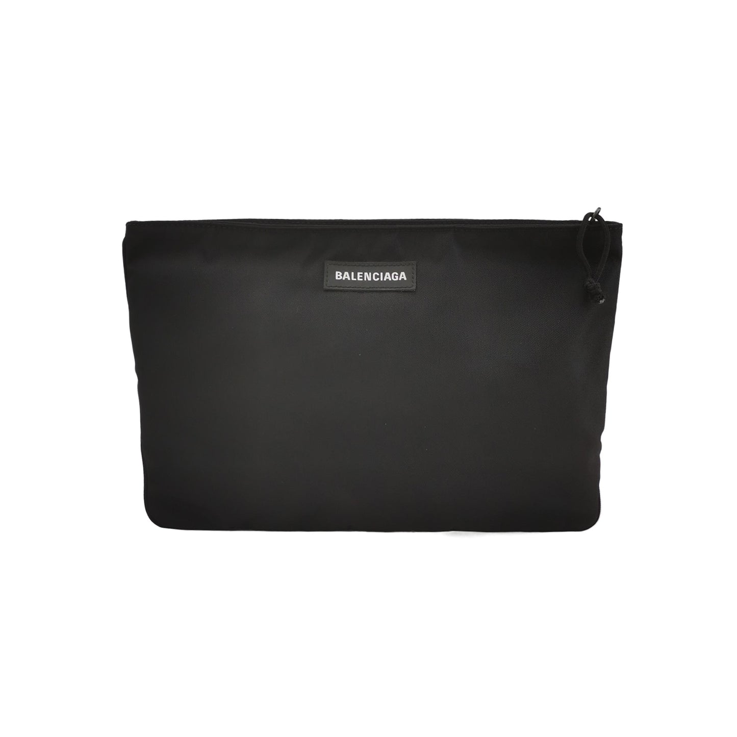Balenciaga Nylon Solid Logo Zip Clutch