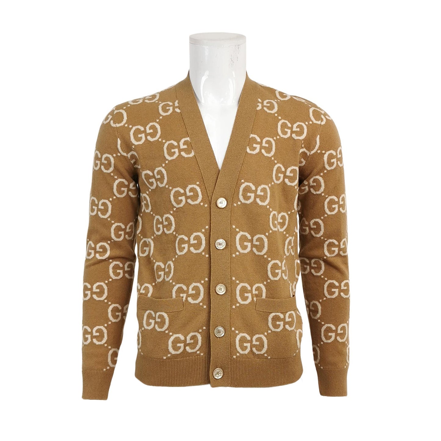 Gucci Wool Double G Monogram V-Neck Cardigan XS