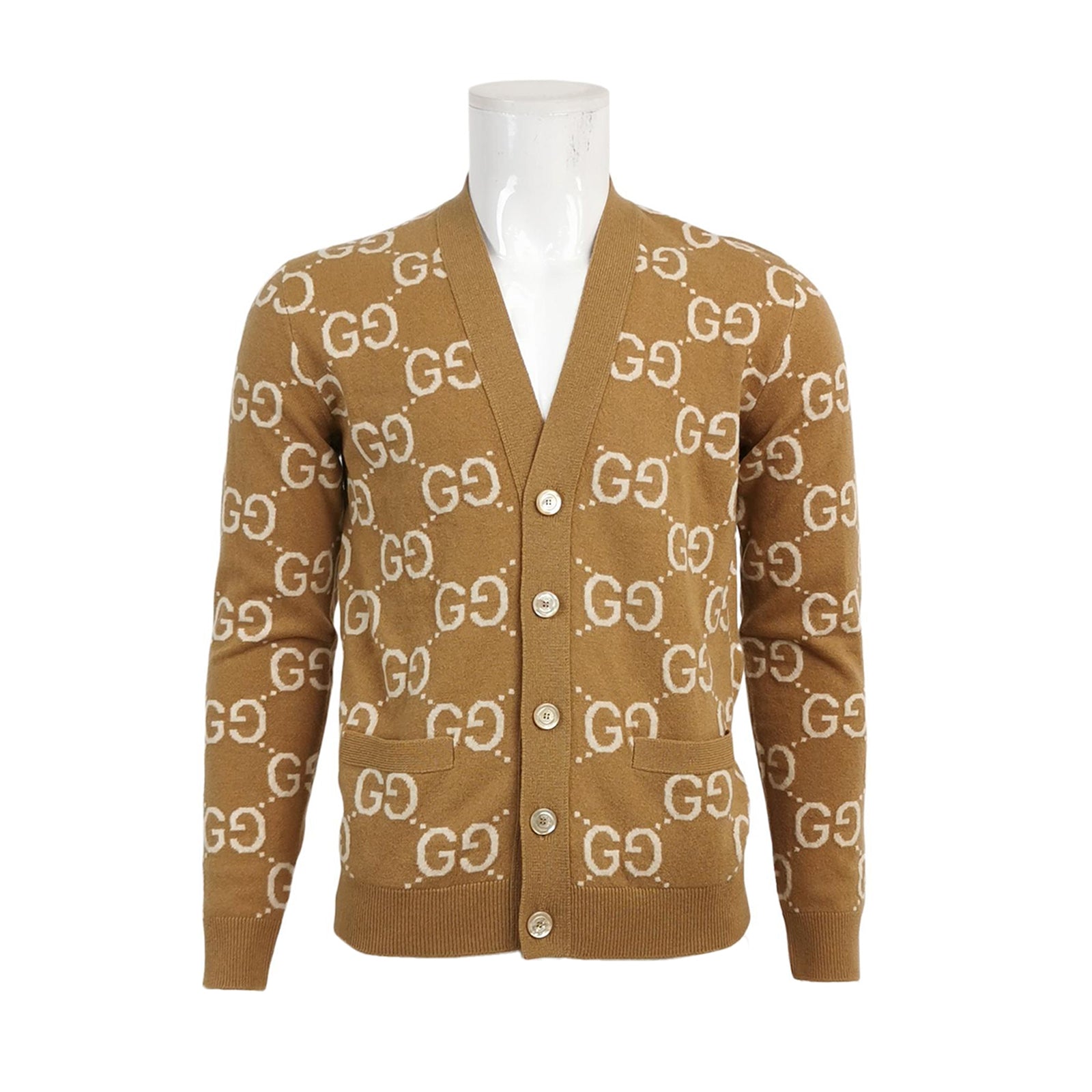 Gucci Wool Double G Monogram V-Neck Cardigan XS