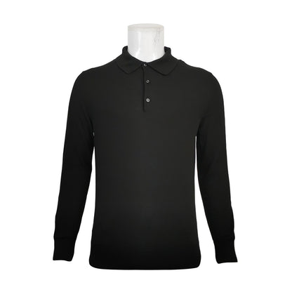 Moncler L Cotton Solid Collar Long-Sleeve Knit