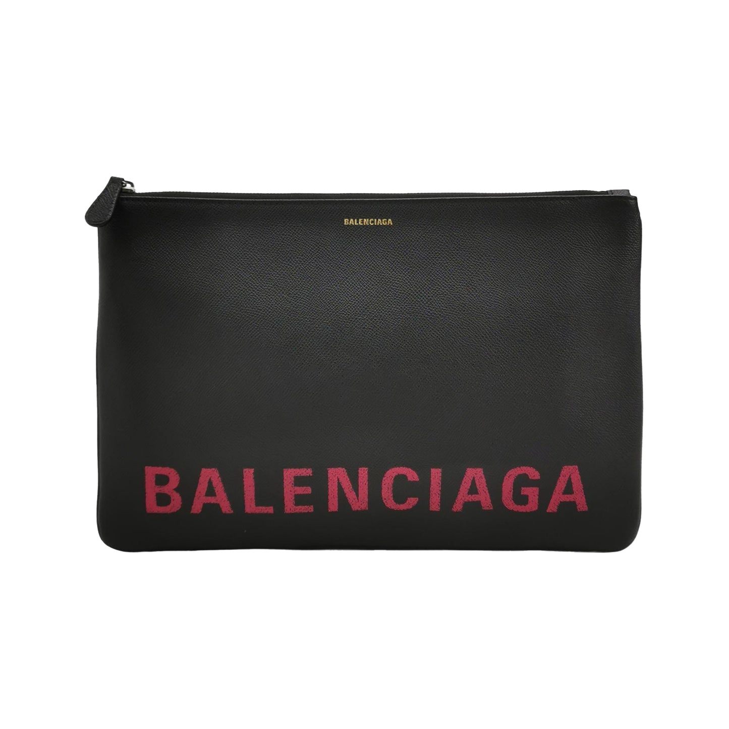 Balenciaga Leather Logo Zip Clutch