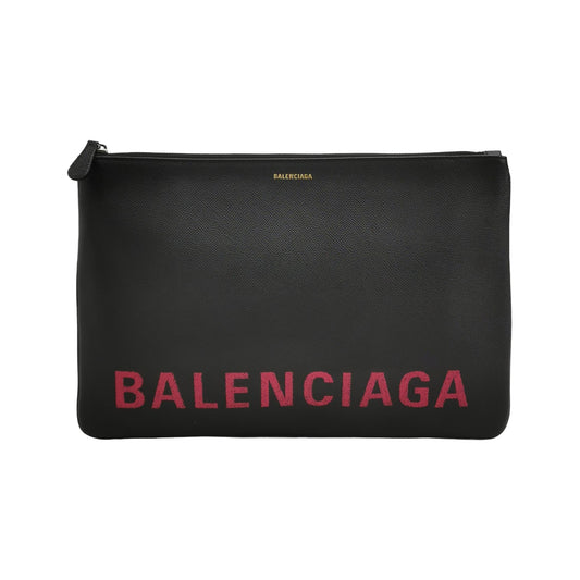 Balenciaga Leather Logo Zip Clutch