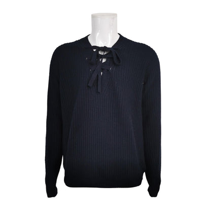 Prada Wool-Cashmere Lace-Up Long-Sleeve Sweater