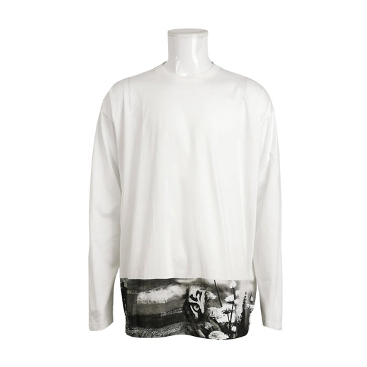 Prada XL Cotton Crew Neck Contrast Print T-shirt
