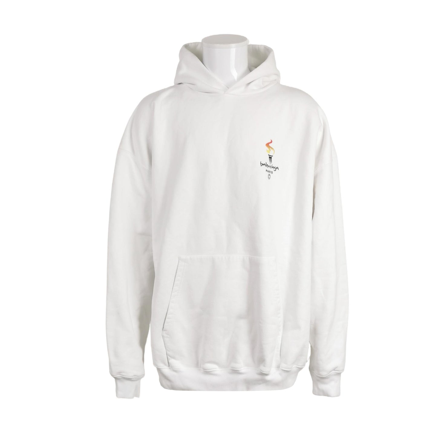Balenciaga White Torch Logo Oversized Hoodie