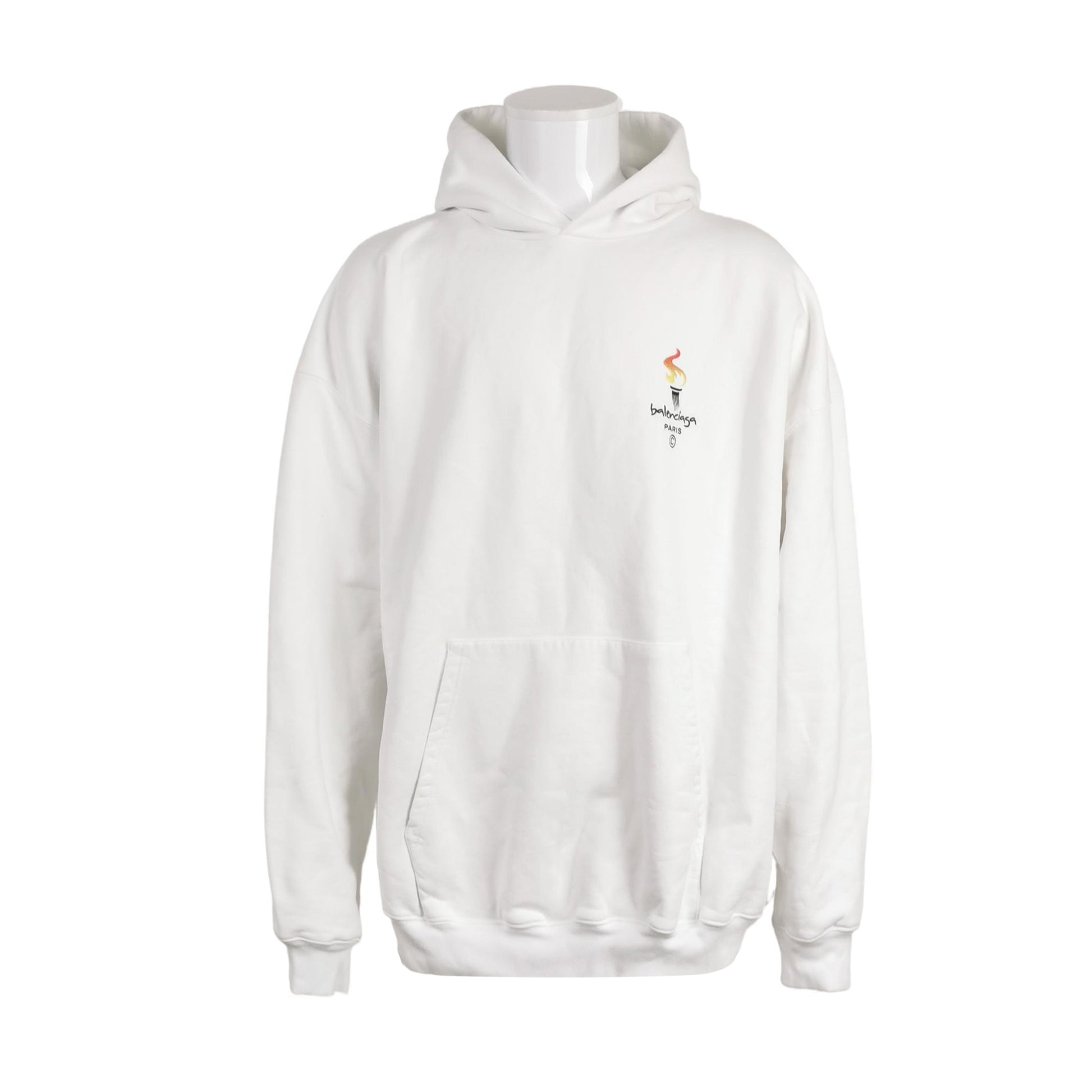 Balenciaga White Torch Logo Oversized Hoodie