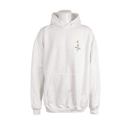 Balenciaga White Torch Logo Oversized Hoodie