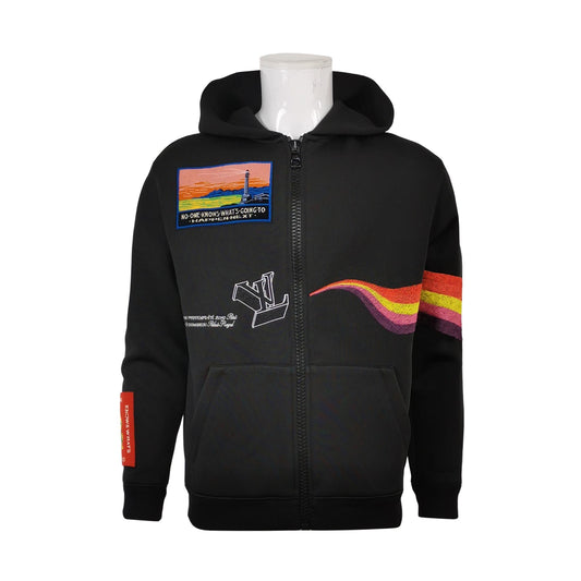 Louis Vuitton Graphic Patch Zip Hoodie S