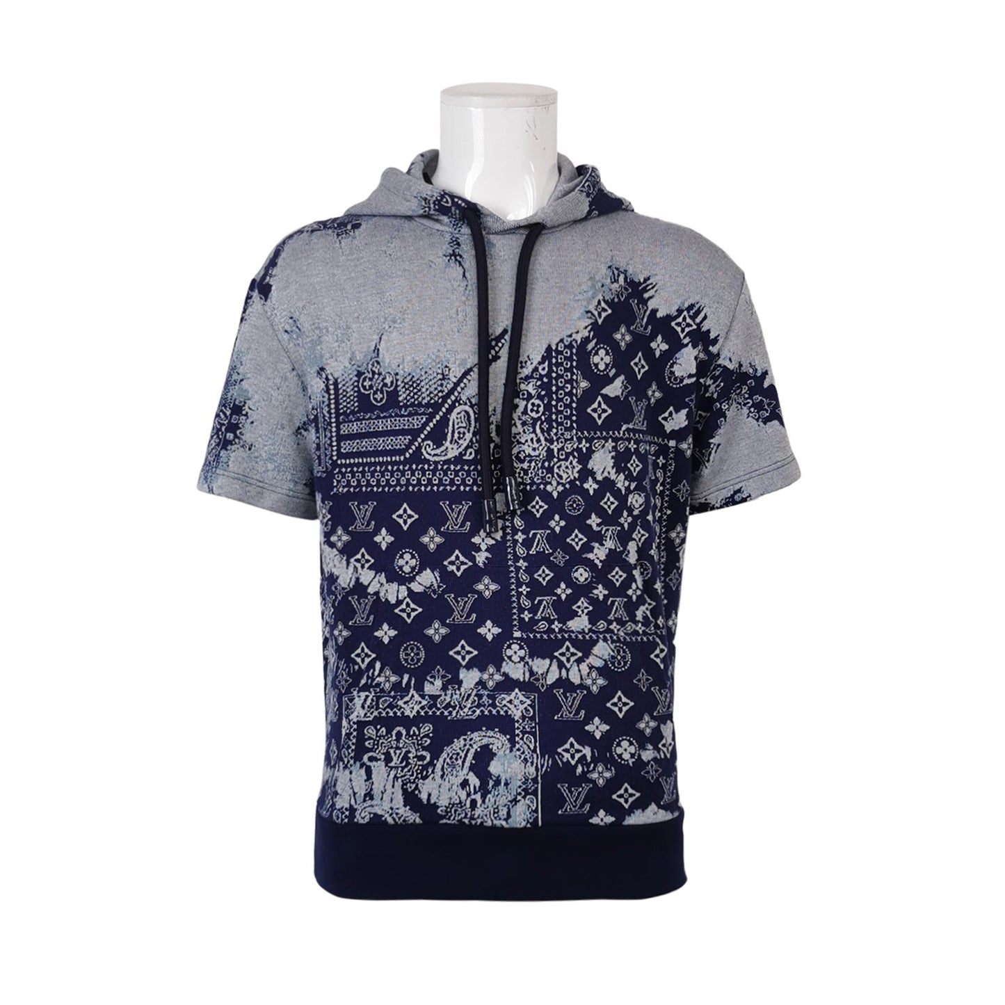 Louis Vuitton Monogram Scarf Print Tie-Dye Short-Sleeve Hoodie XS