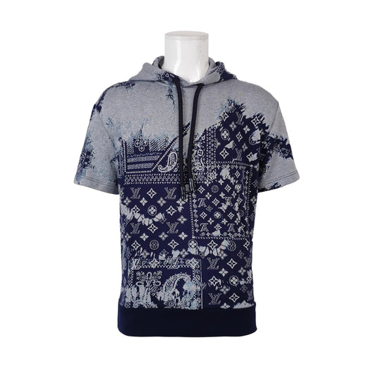Louis Vuitton Monogram Scarf Print Tie-Dye Short-Sleeve Hoodie XS