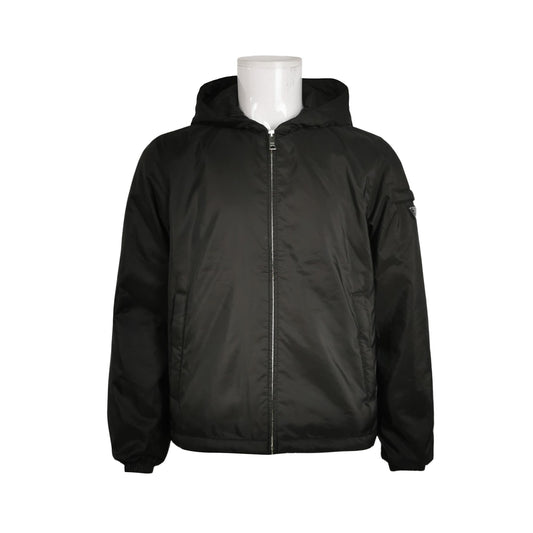 Prada S Size Solid Hooded Triangle Logo Padded Jacket