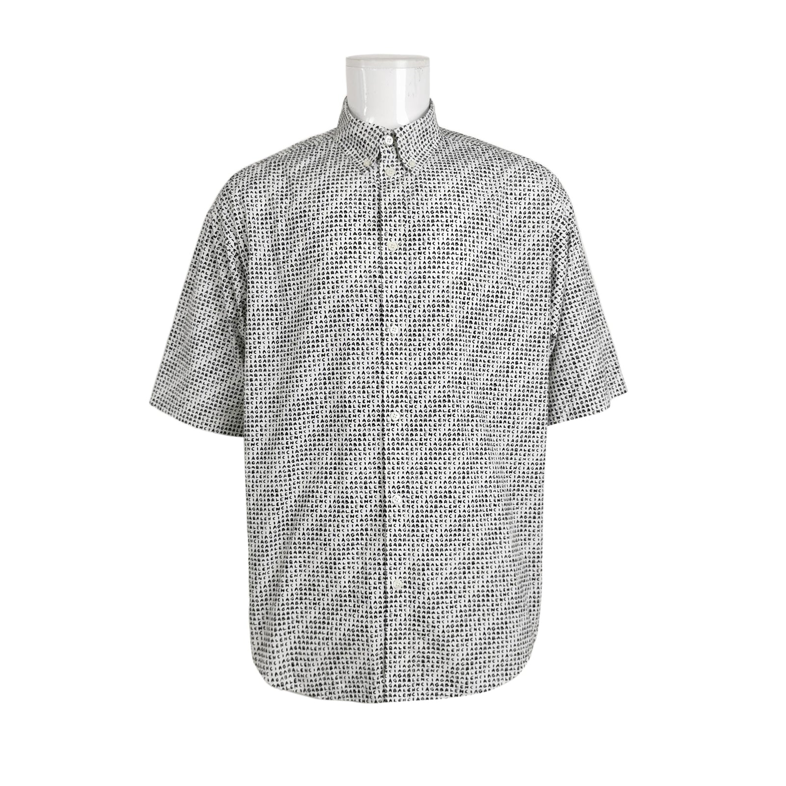 Balenciaga Letter Print Short-Sleeve Cotton Shirt