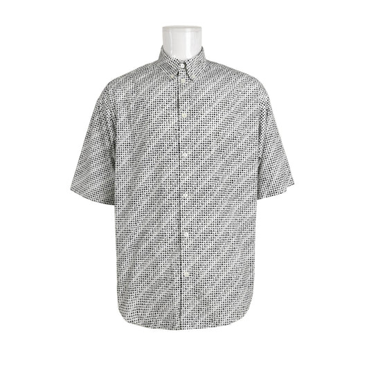 Balenciaga Letter Print Short-Sleeve Cotton Shirt