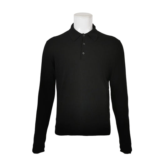 Prada Solid Collar Cotton Knit Shirt S