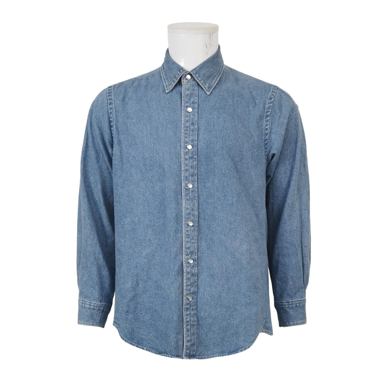 Balenciaga Denim Button-Down Long-Sleeve Shirt XS