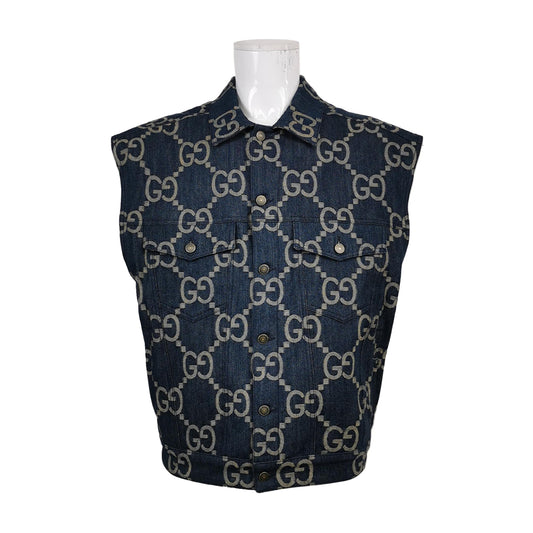 Gucci Denim GG Monogram Sleeveless Vest