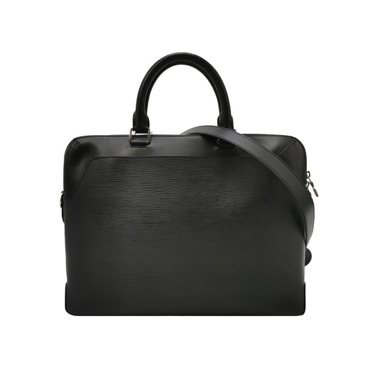 Louis Vuitton Large Black Leather Structured Handbag