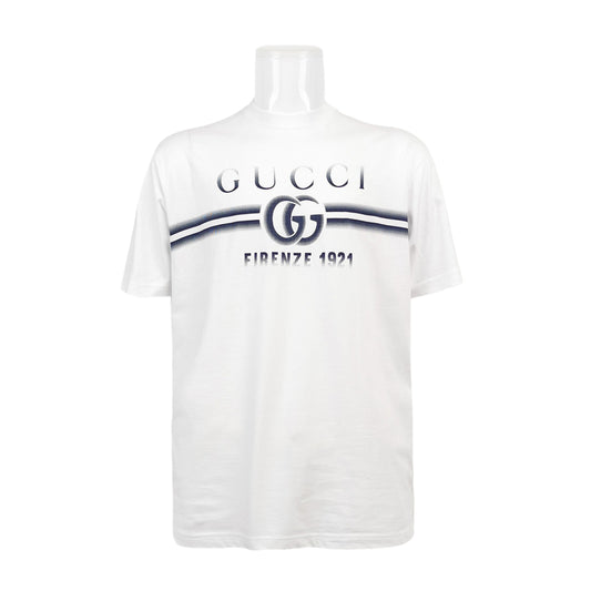 Gucci M Size Cotton Logo Crew Neck T-Shirt