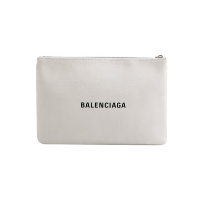 Balenciaga White Logo Zip Pouch
