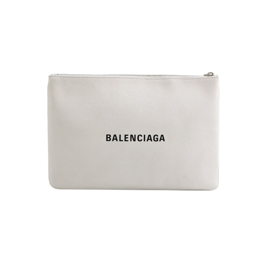 Balenciaga White Logo Zip Pouch
