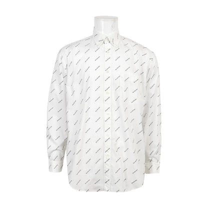 Balenciaga XS Cotton Logo Print Button-Down Shirt
