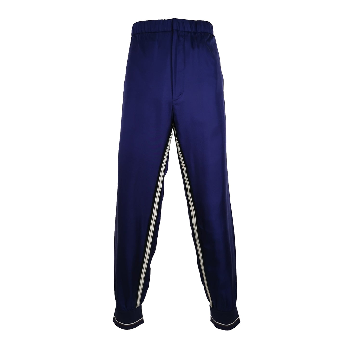 Prada Silk Contrast Stripe Logo Pants (L)