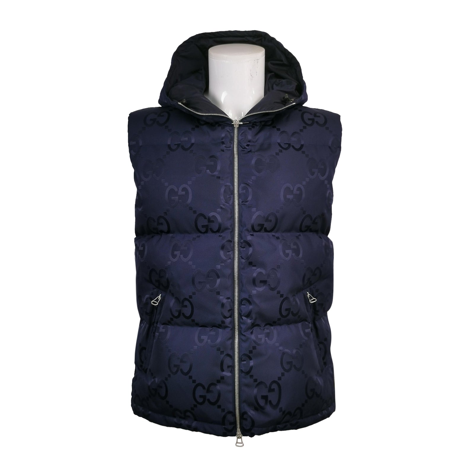 Gucci Double G Logo Hooded Zip Down Vest M