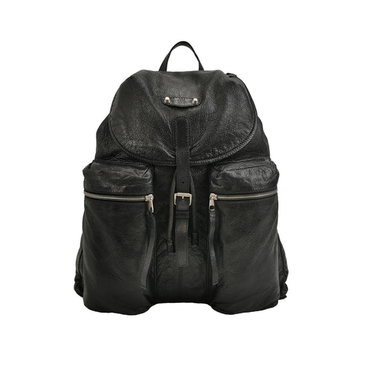 Balenciaga Black Leather Flap Backpack