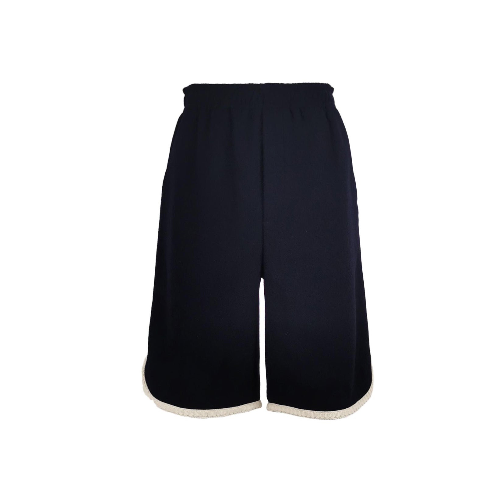 Navy Elastic Waist Shorts with Contrast Trim
