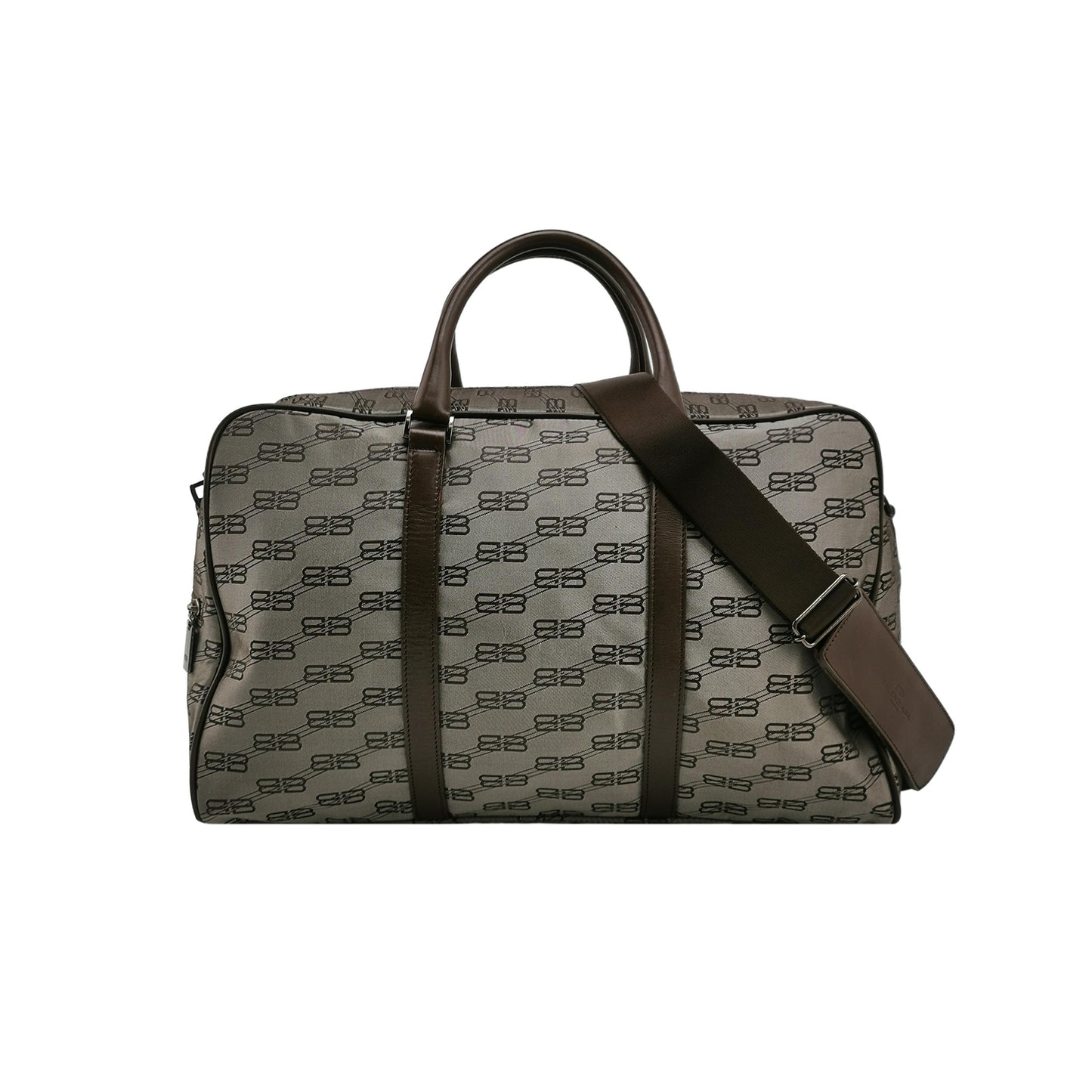 Balenciaga Double B Monogram Leather-Nylon Zip Tote