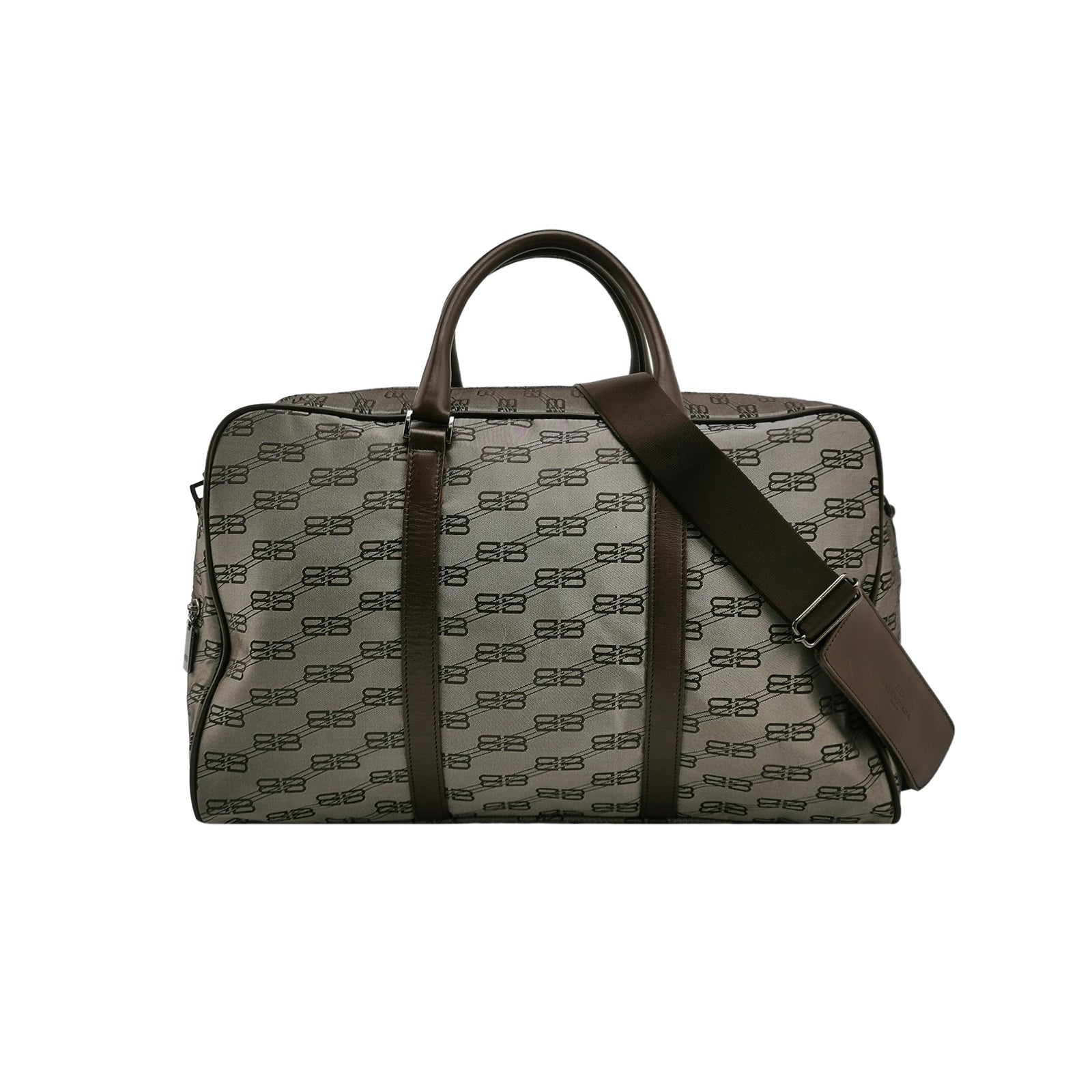 Balenciaga Double B Monogram Leather-Nylon Zip Tote