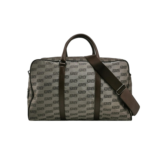 Balenciaga Double B Monogram Leather-Nylon Zip Tote