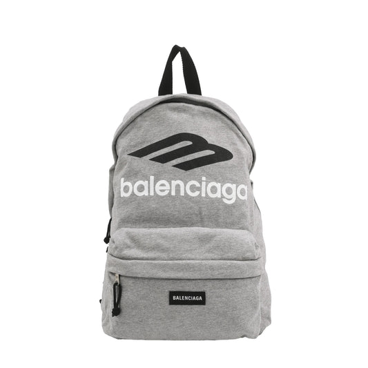 Balenciaga Explorer Gray Logo Leather Backpack