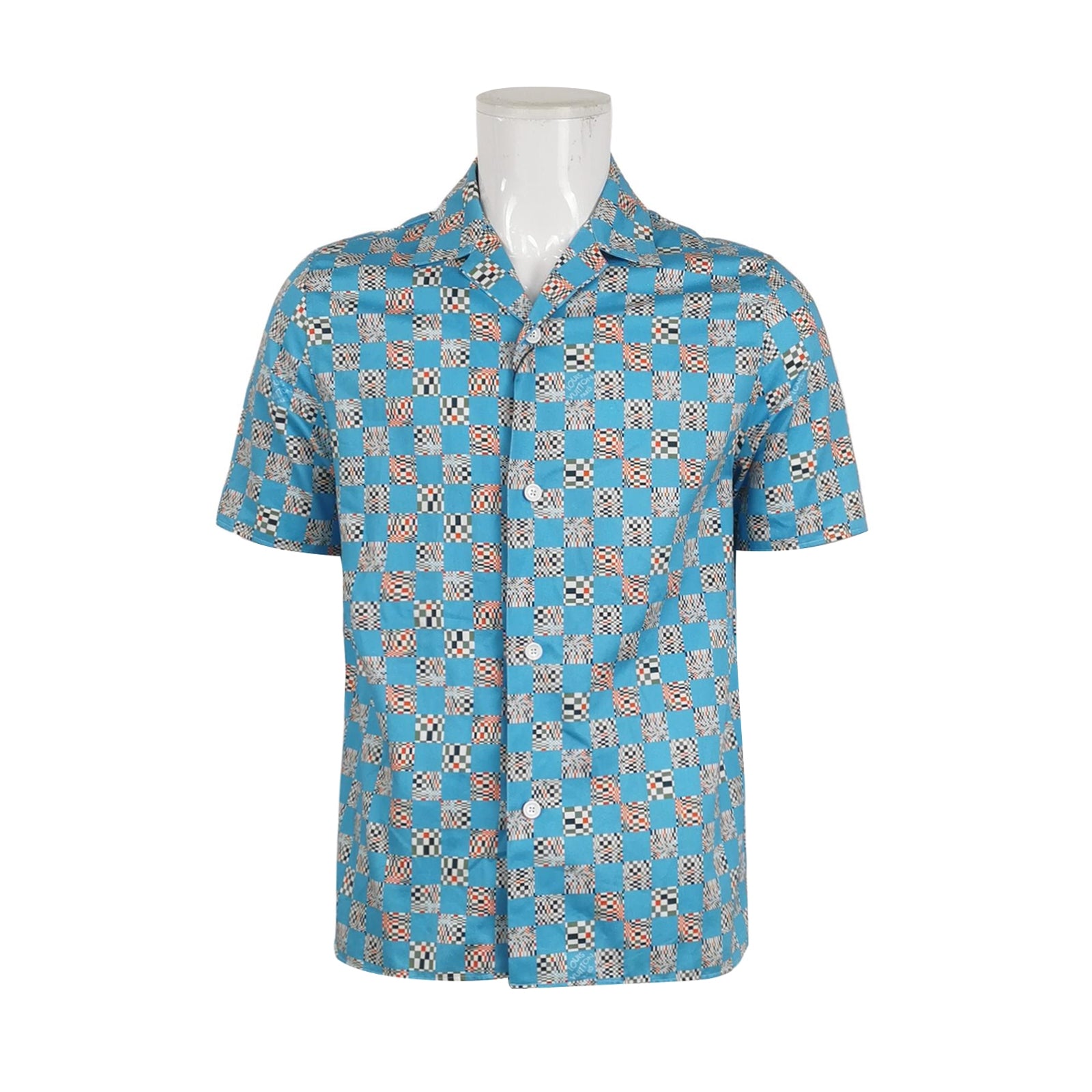 Louis Vuitton Blue Checkered Short-Sleeve Shirt M